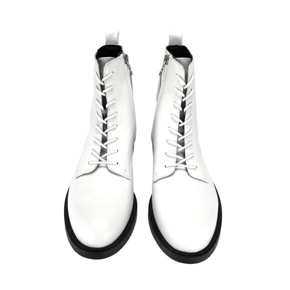 Sam Edelman Nina White Combat/Ankle Boot Size 7.5 Leather Adjustable Lace-Up New - Picture 6 of 11